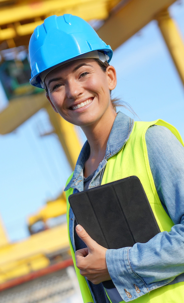 female worker smiling
